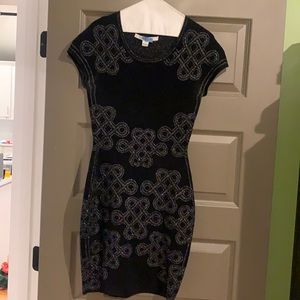 Beautiful knit Diane von Furstenberg dress with silver metallic design detail